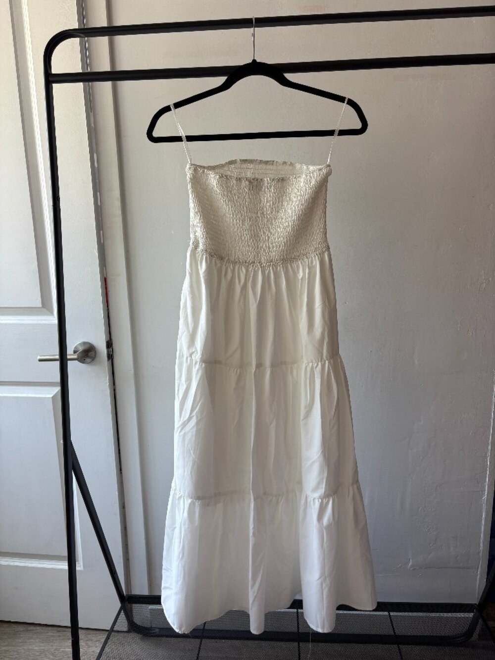 Illusory Smocked Maxi Dress - White OS